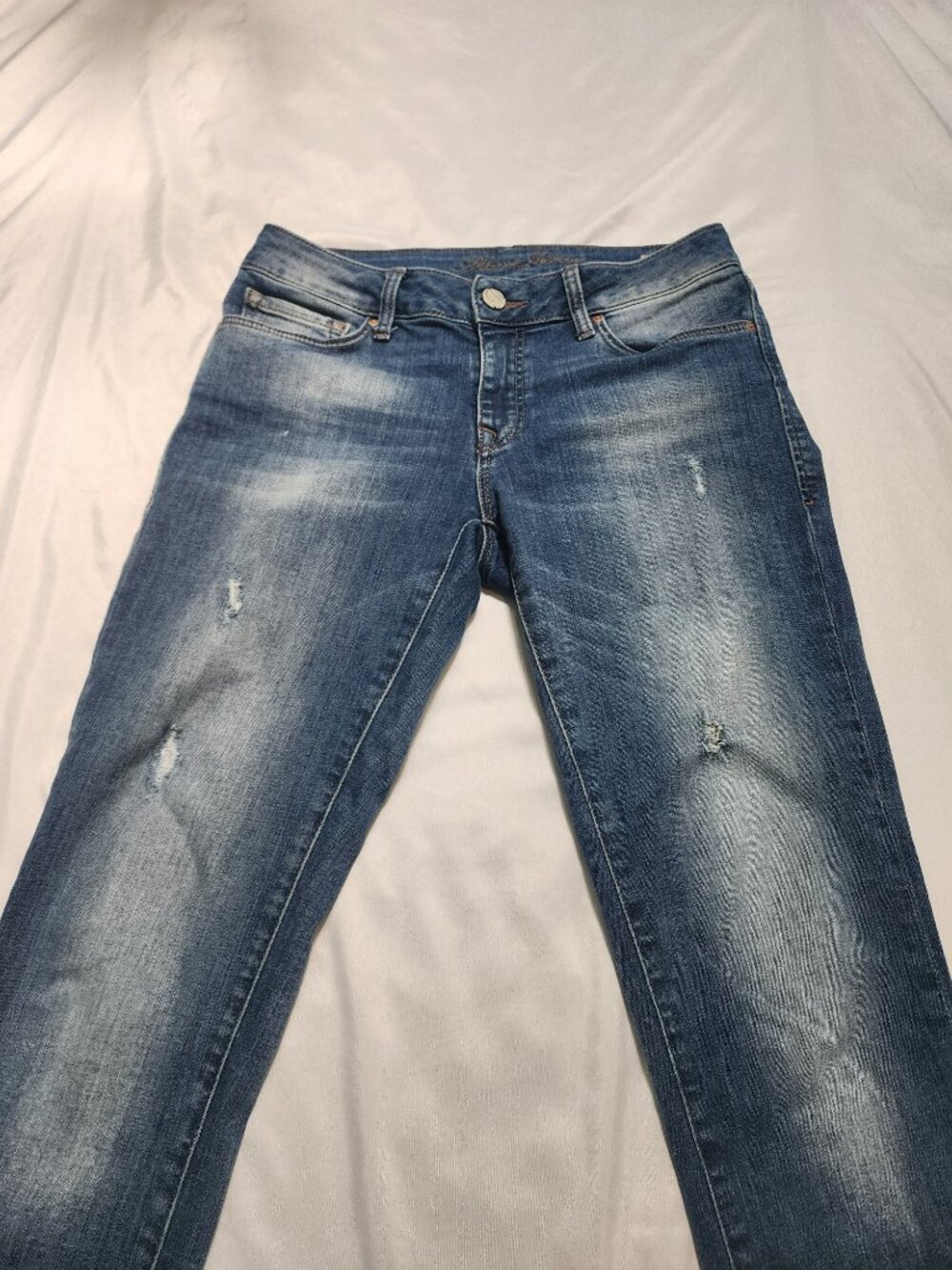 Mavi Angie Mid Rise Slim Straight Distressed Jeans Women's Size 27 - Picture 2 of 12
